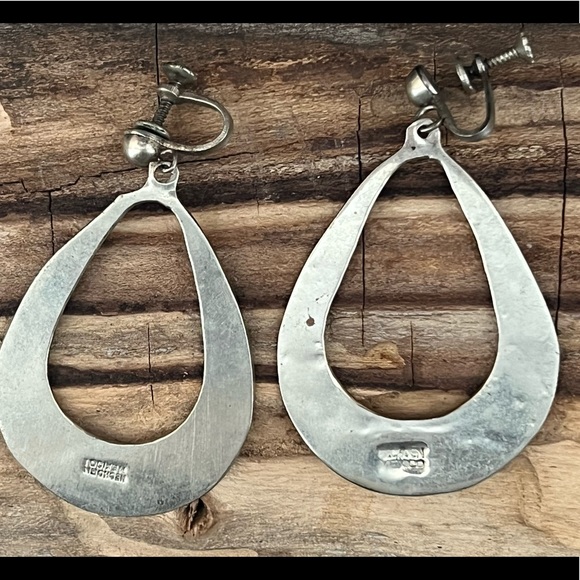 Vintage, Mexico Sterling Silver Abalone Earrings - Picture 6 of 7